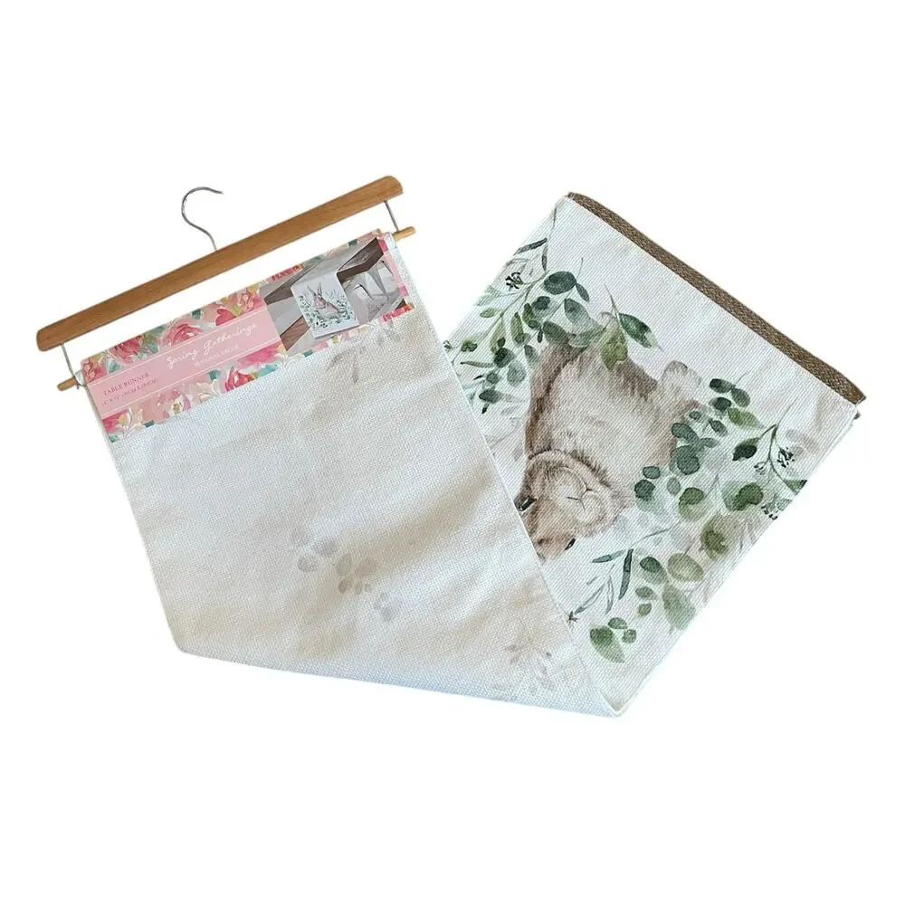 Spring Gatherings Floral Bunny Rabbit Table Runner 14x72 Spring Easter White New
